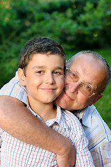 Image showing Happy grandfather and kid