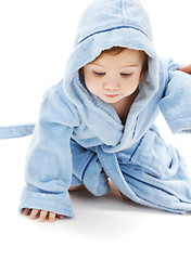 Image showing baby boy in blue robe