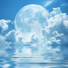 Image showing white clouds full moon