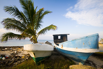 Image showing   fishing boats on shore caribbean sea