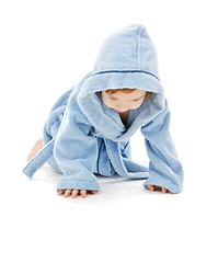 Image showing baby boy in blue robe