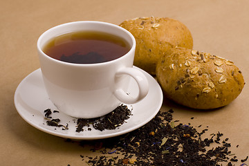 Image showing cup of tea and bread