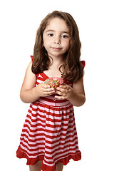 Image showing Beautiful  girl with sweet doughnut