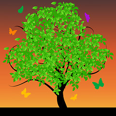 Image showing Abstract tree with green leafs