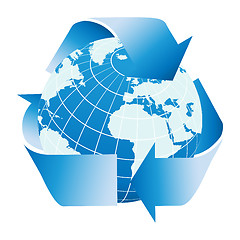 Image showing Globe of the Earth with recycle symbol