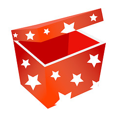 Image showing Red gift box with stars