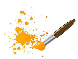 Image showing Paintbrush with ink splats