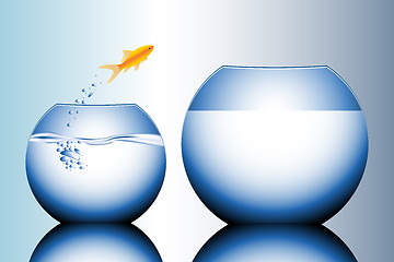 Image showing goldfish jumping out of the water