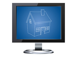 Image showing Monitor with blueprint