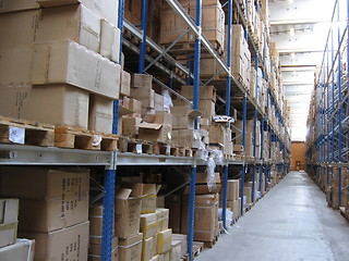 Image showing A corridor at a warehouse