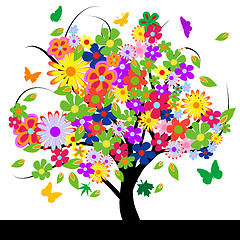 Image showing Abstract tree with flowers