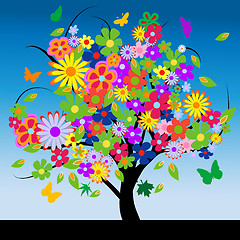 Image showing Abstract tree with flowers