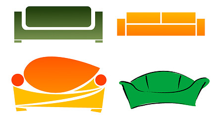 Image showing Four different abstract stylized sofa