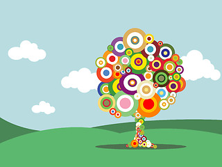 Image showing Abstract vector tree with colorful bubbles