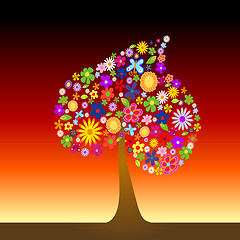 Image showing Colorful tree with flowers