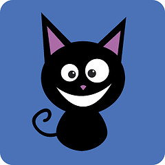 Image showing Black cat smiling