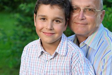 Image showing Portrait of grandfather and kid 
