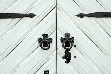 Image showing White wooden gates