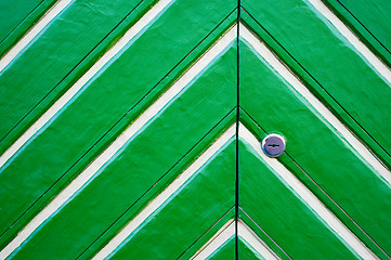 Image showing Green wooden gates