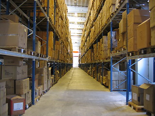 Image showing A corridor at a warehouse