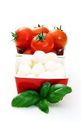 Image showing mozzarella and cherry tomatoes