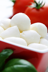 Image showing mozzarella and cherry tomatoes