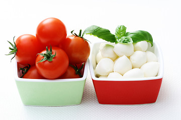 Image showing mozzarella and cherry tomatoes