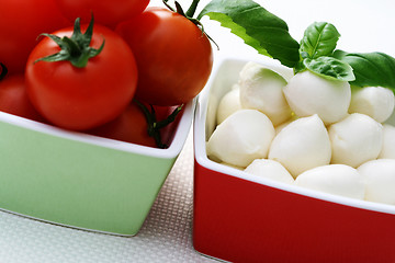 Image showing mozzarella and cherry tomatoes