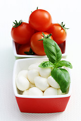 Image showing mozzarella and cherry tomatoes