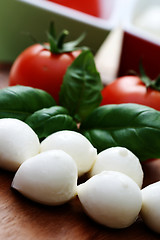 Image showing mozzarella and cherry tomatoes