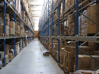 Image showing A corridor at a warehouse