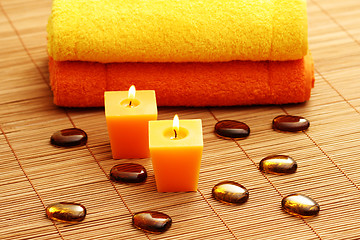 Image showing towels and candle