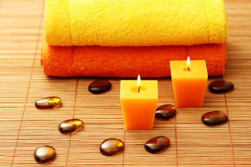 Image showing towels and candle