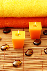 Image showing towels and candle