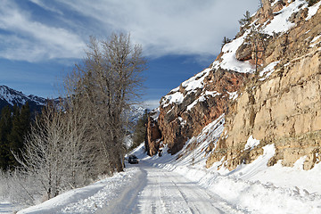 Image showing mountain road in winter