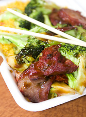 Image showing chinese roast pork with broccoli