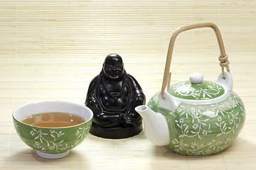 Image showing Green Tea and Teapot