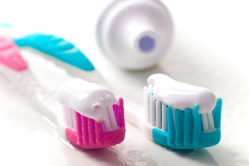 Image showing toothpaste and toothbrushes