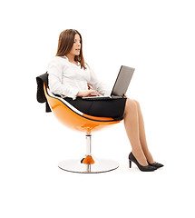 Image showing businesswoman in chair with laptop