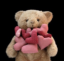 Image showing teddy bear with hearts