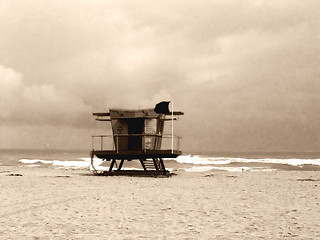 Image showing Stormy Lifeguard Tower