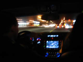 Image showing Night Driving Light Trails