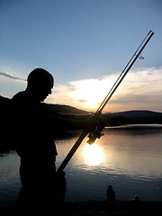 Image showing Angler in the sunset