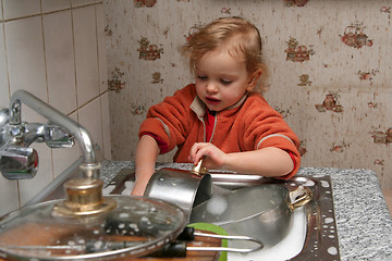 Image showing Washing the dishes