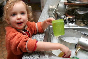 Image showing Washing the dishes