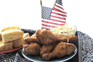 Image showing fried chicken with cornbread