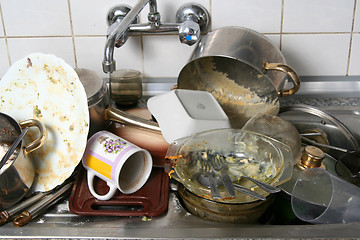 Image showing Dish washing