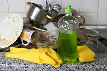 Image showing Dish washing