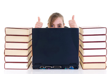 Image showing Teenager girl on desk