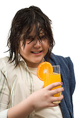 Image showing Girl Drinking Orange Juice